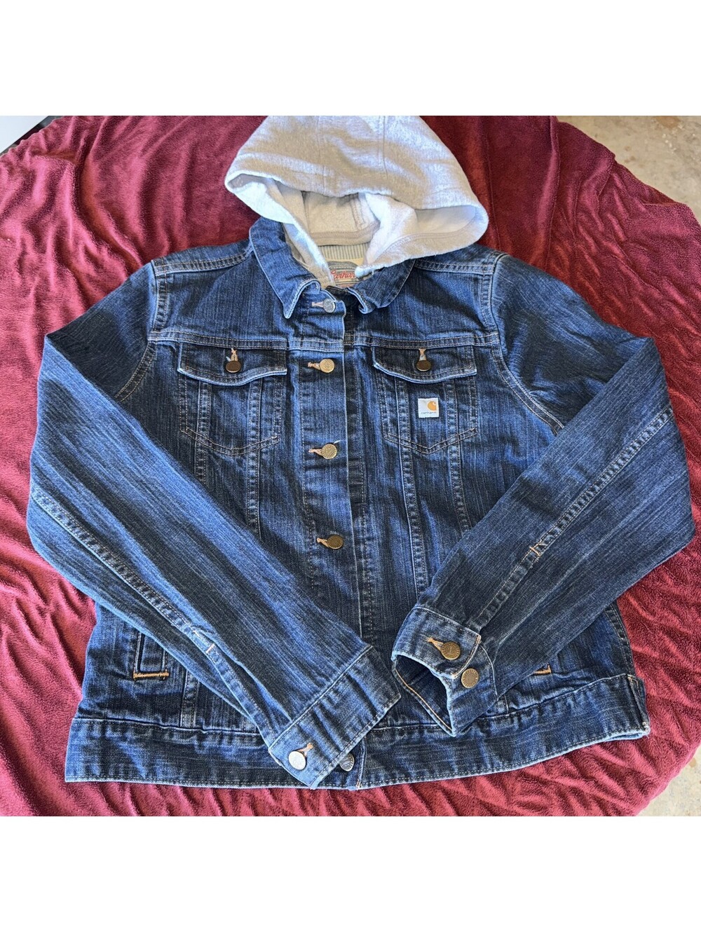 Carhartt Women’s Jean Jacket Detroit Heart Shape Button/RN 14806 Size xLarge